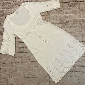 NWOT, Yank knit off-white detailed dress 3/4 sleeves M